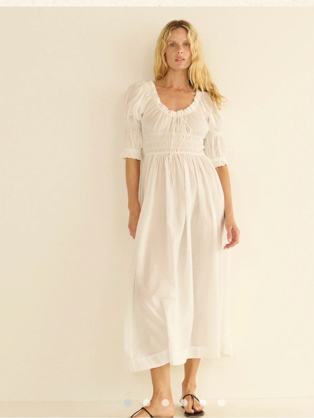 DOEN midi ischia dress in salt white color